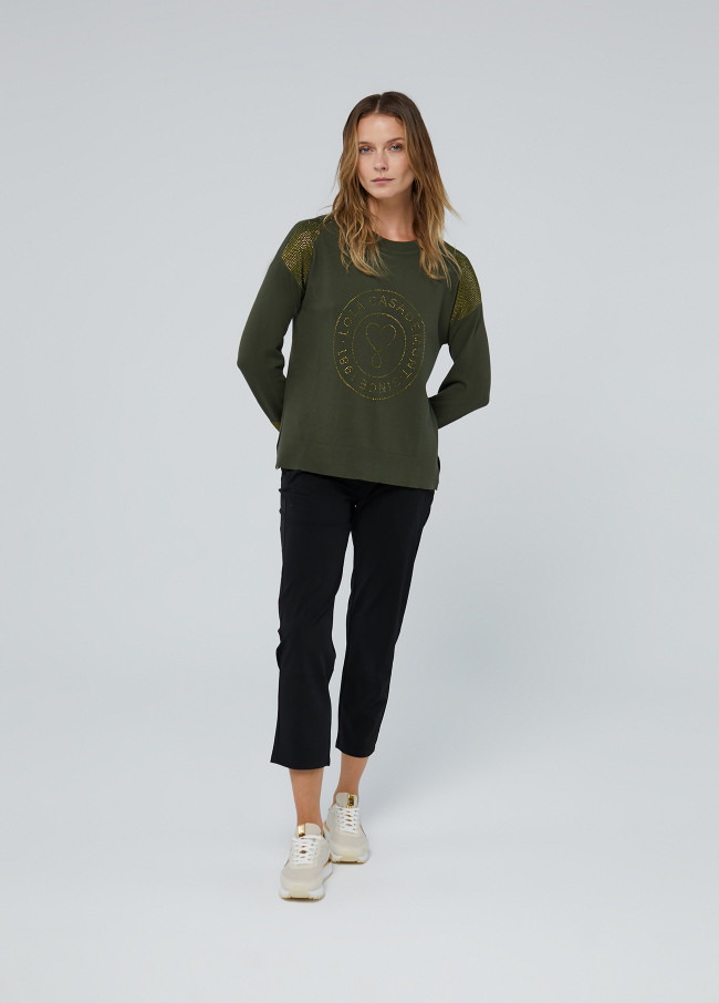 Lola Casademunt Jersey Punto Logo Strass