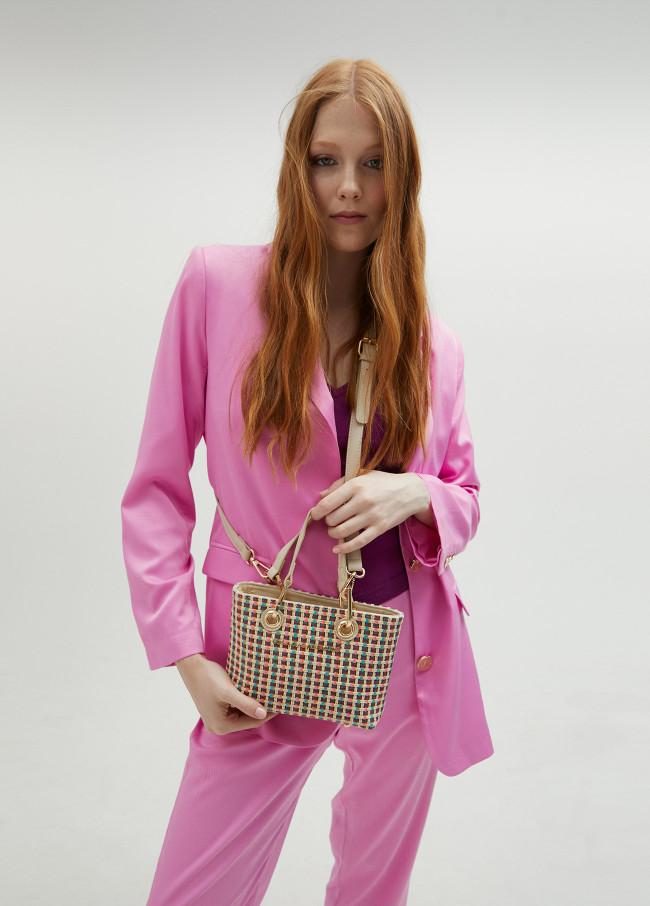 Lola Casademunt Mini Bolso Efecto Rafia Multicolor
