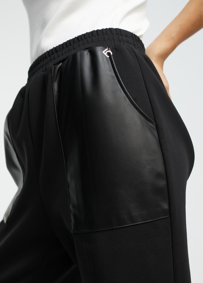 Lola Casademunt Pantalón De Punto Y Efecto Piel