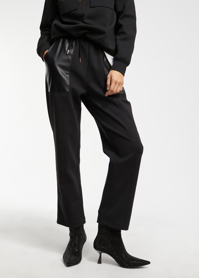 Lola Casademunt Pantalón De Punto Y Efecto Piel