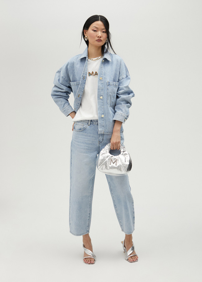 Lola Casademunt Pantalón Denim Con Strass