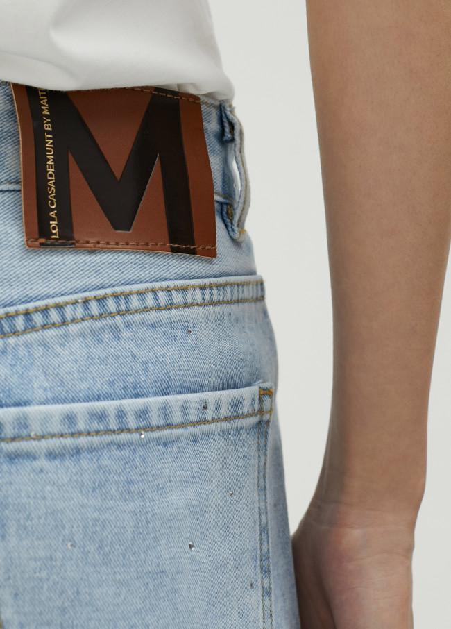 Lola Casademunt Pantalón Denim Con Strass