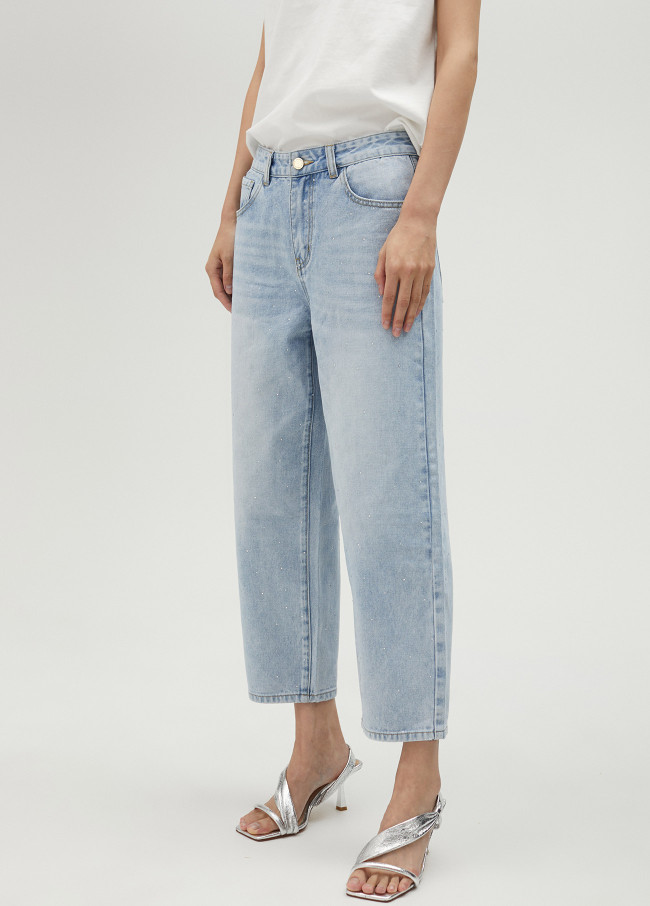 Lola Casademunt Pantalón Denim Con Strass