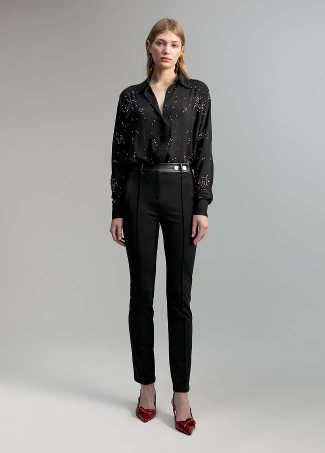 Lola Casademunt Pantalón Detalles Efecto Piel