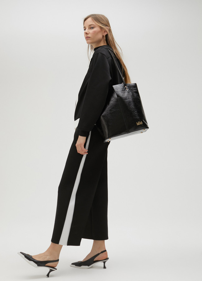 Lola Casademunt Pantalón Negro Y Blanco En Lateral