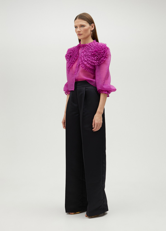 Lola Casademunt Pantalón Palazzo Con Pinzas