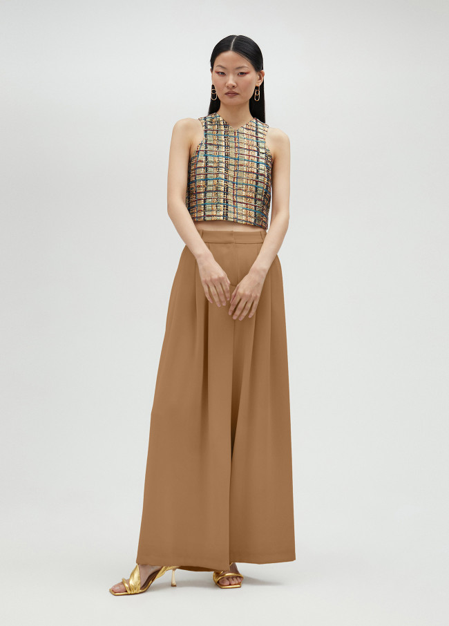 Lola Casademunt Pantalón Palazzo Con Pinzas