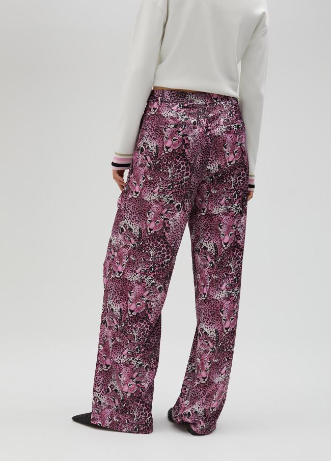 Lola Casademunt Pantalón Recto Animal Print Rosa