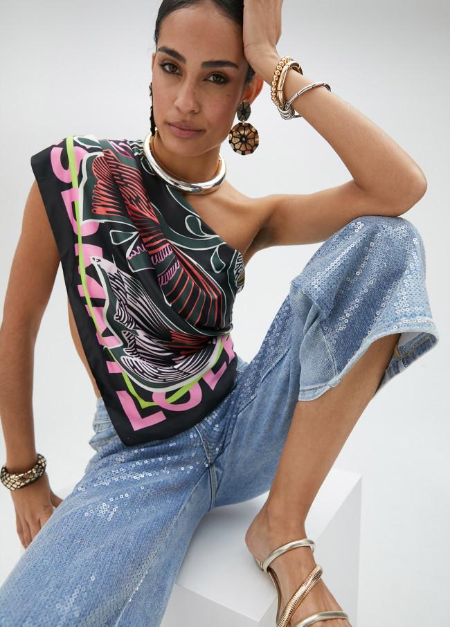 Lola Casademunt Pañuelo Satinado Hojas Frondosas