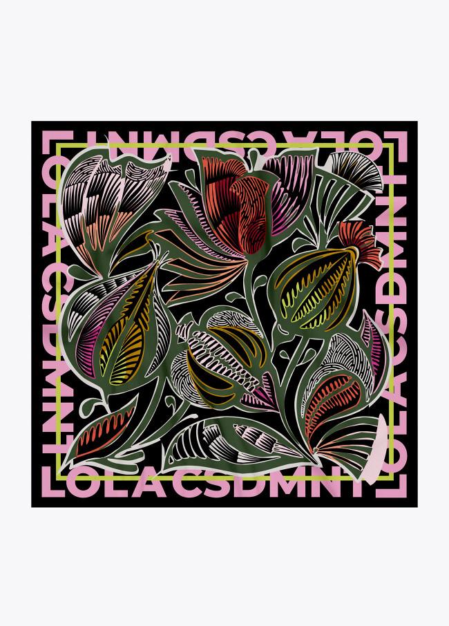 lola casademunt Pañuelo satinado hojas frondosas