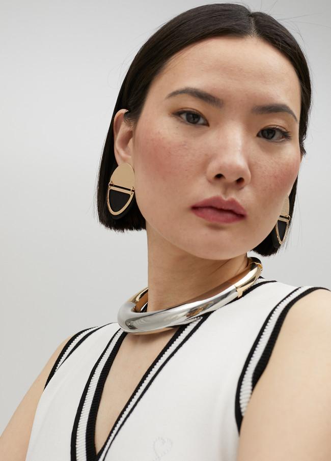 Lola Casademunt Pendientes Doble Pieza Metal