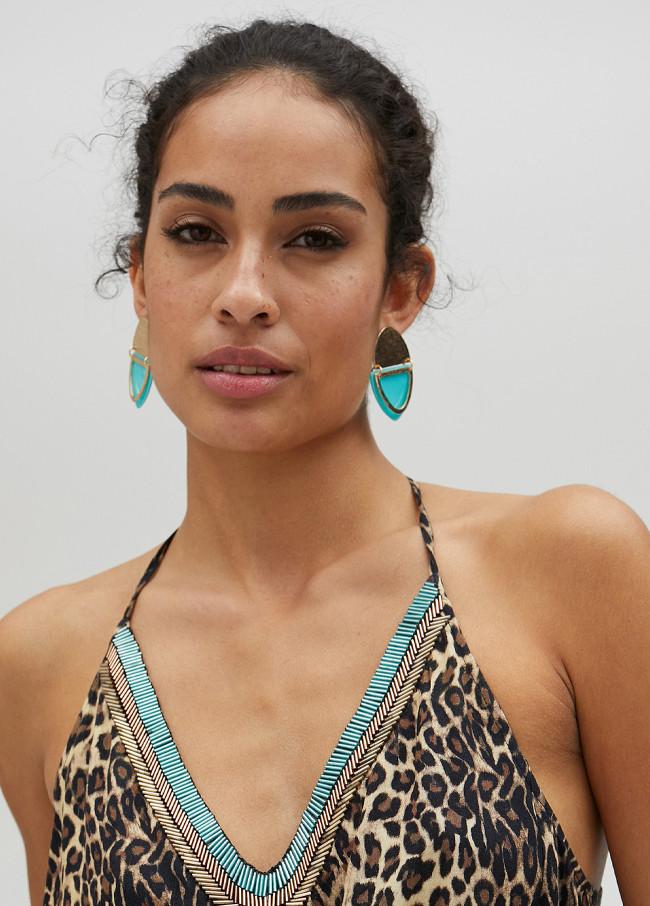 Lola Casademunt Pendientes Doble Pieza Metal