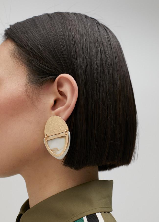 Lola Casademunt Pendientes Doble Pieza Metal