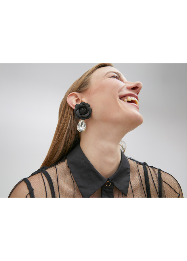 Lola Casademunt Pendientes Flor Tejido Con Joya