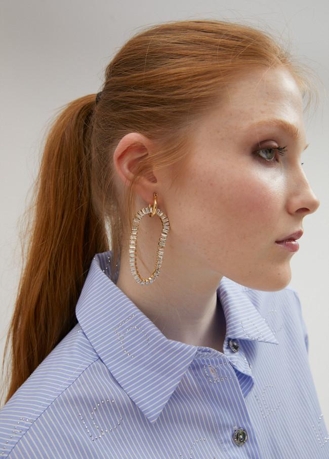 Lola Casademunt Pendientes Ovalo Strass