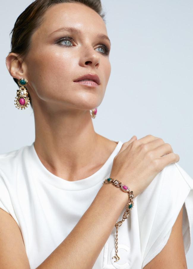 Lola Casademunt Pulsera Dorada Multi Piedras