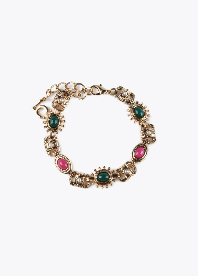 lola casademunt Pulsera dorada multi piedras