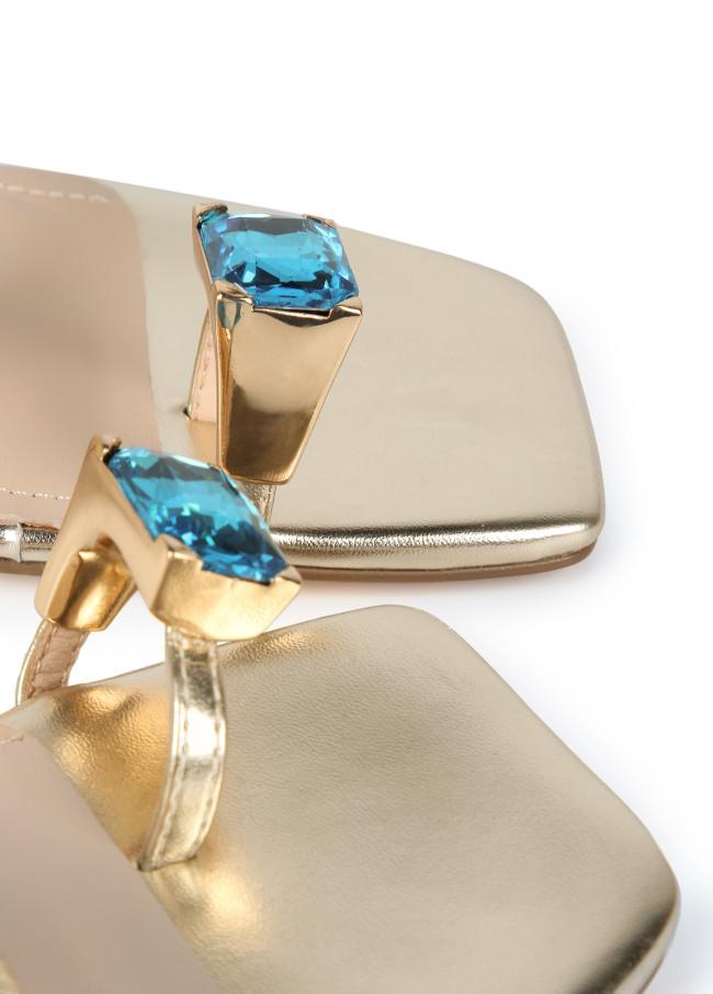 Lola Casademunt Sandalia Dorado Con Anillo Joya