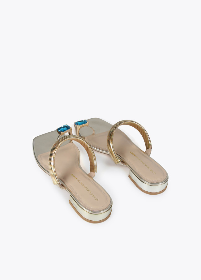 Lola Casademunt Sandalia Dorado Con Anillo Joya