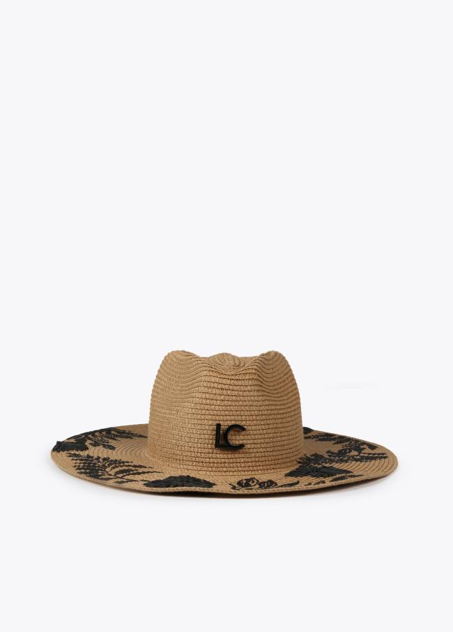 lola casademunt Sombrero ala ancha flores bordadas