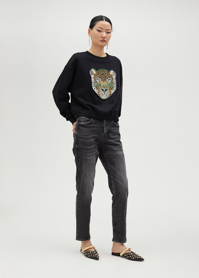 Lola Casademunt Sudadera Animal Con Pedrería