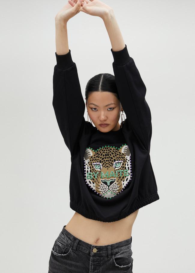 Lola Casademunt Sudadera Animal Con Pedrería