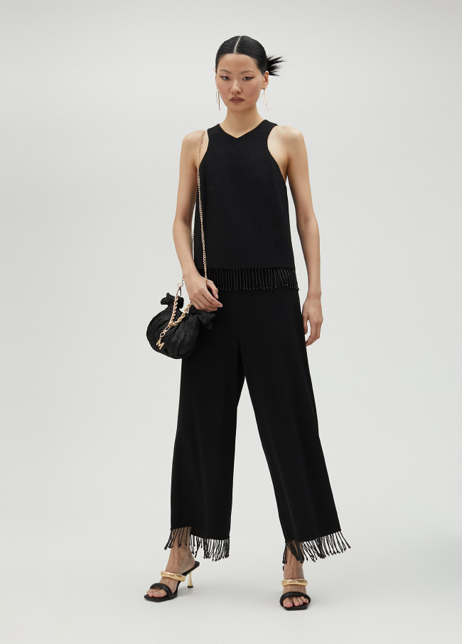 Lola Casademunt Top Con Flecos Y Pedrería