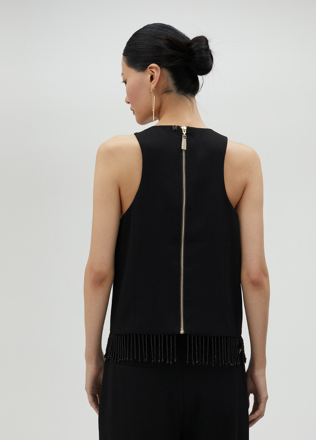 Lola Casademunt Top Con Flecos Y Pedrería