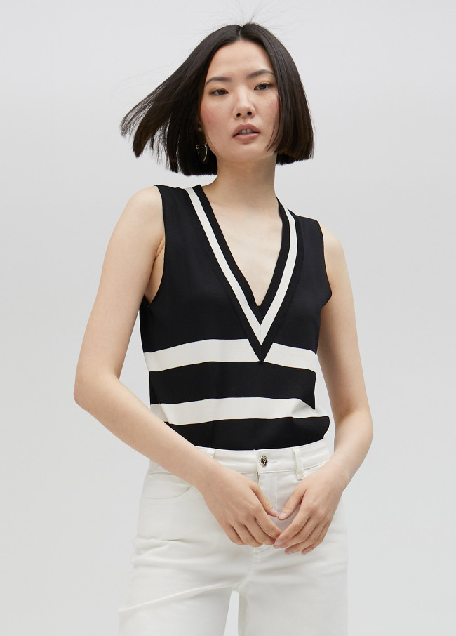 lola casademunt Top de punto bicolor