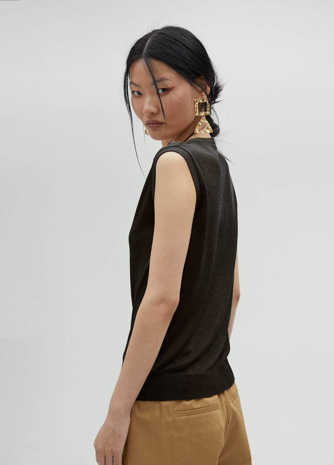 Lola Casademunt Top De Punto Detalle Eyelets