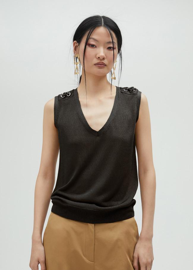 lola casademunt Top de punto detalle eyelets