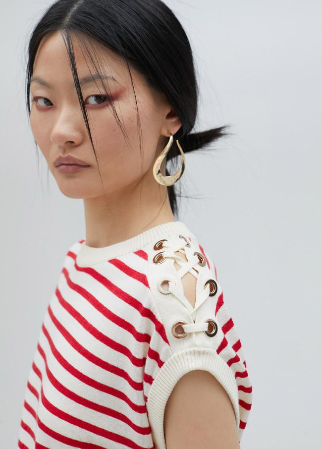 Lola Casademunt Top De Rayas Detalle Eyelets