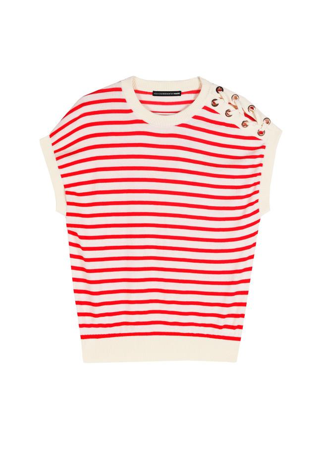 lola casademunt Top de rayas detalle eyelets