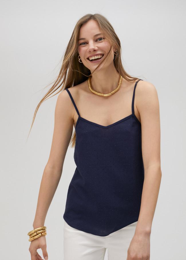 Lola Casademunt Top De Tirantes Con Strass