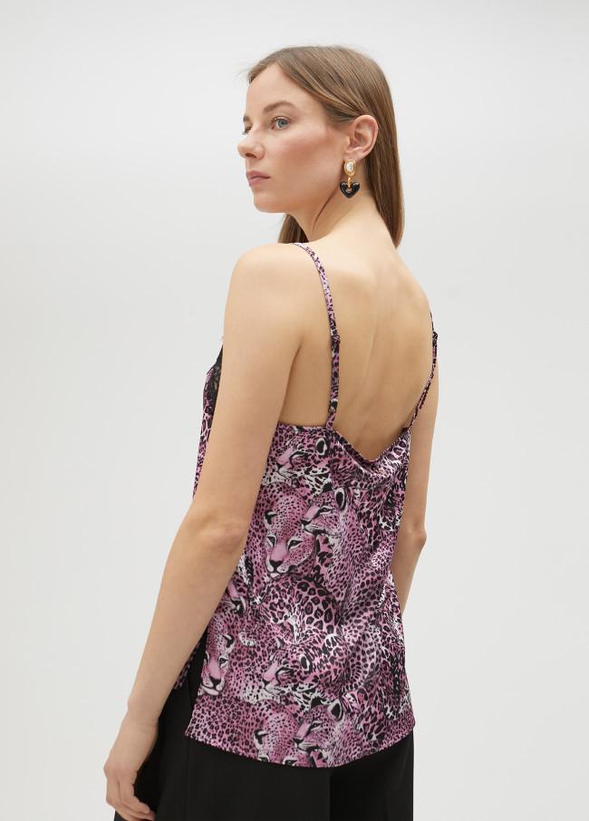 Lola Casademunt Top Lencero Animal Print Rosa
