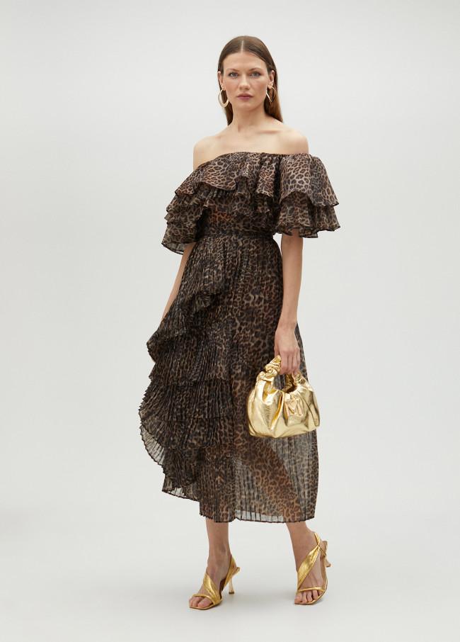 Lola Casademunt Top Volantes Animal Print