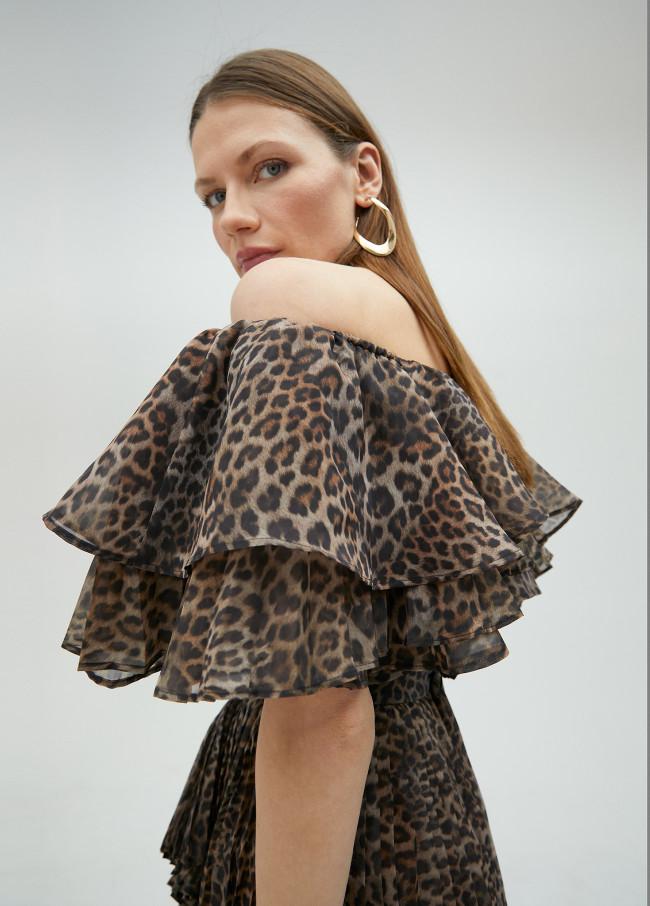 Lola Casademunt Top Volantes Animal Print