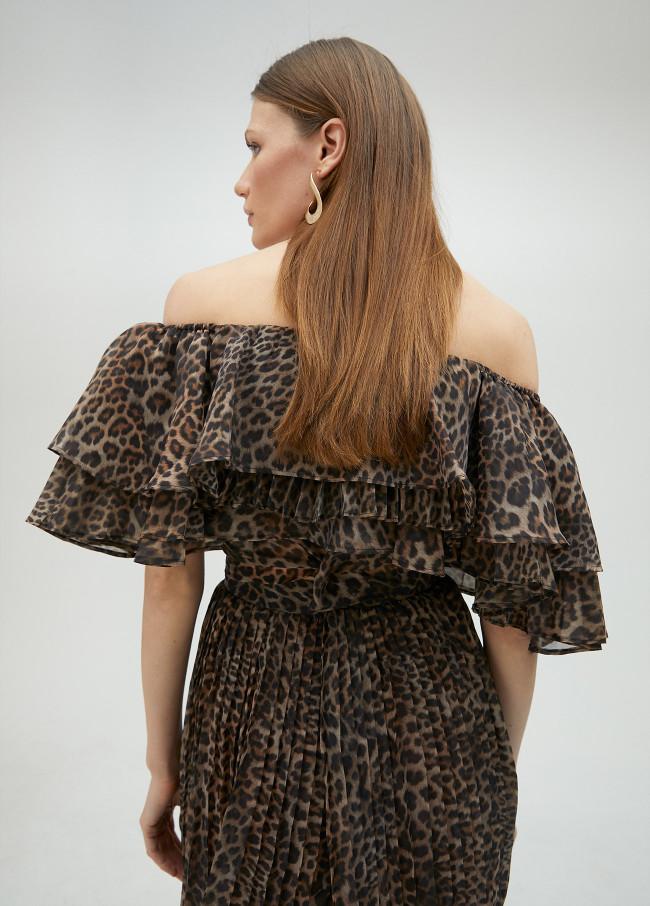 Lola Casademunt Top Volantes Animal Print