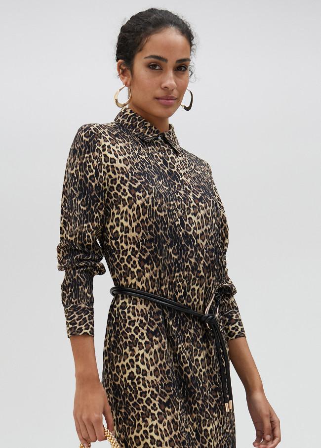 Lola Casademunt Vestido Camisero Animal Print