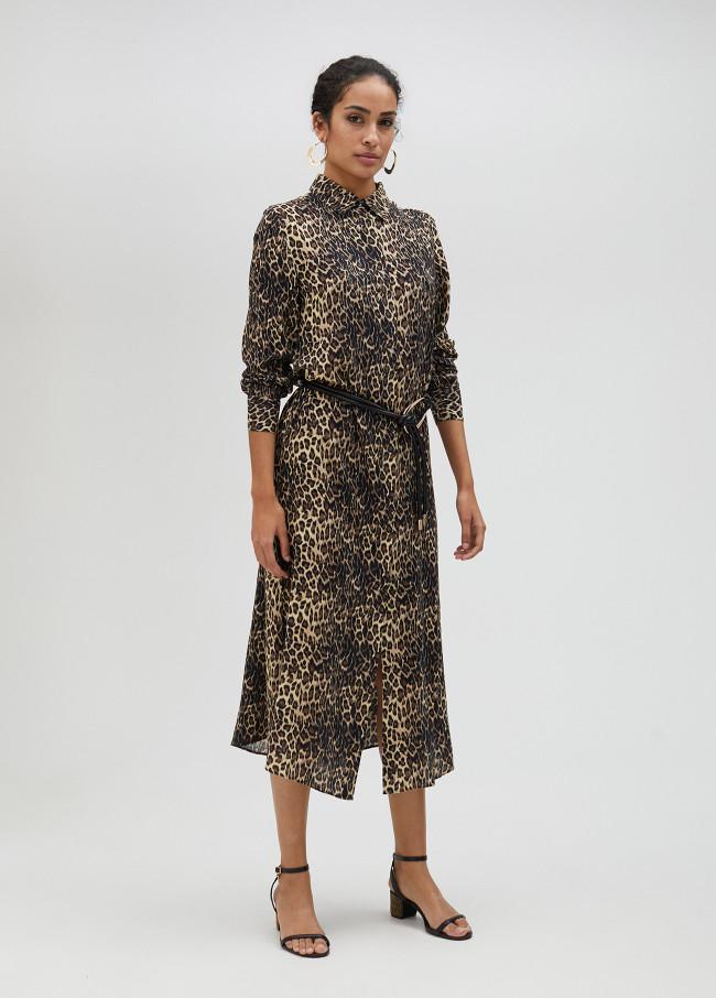 Lola Casademunt Vestido Camisero Animal Print