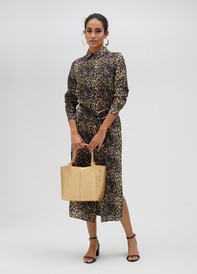 lola casademunt Vestido camisero animal print