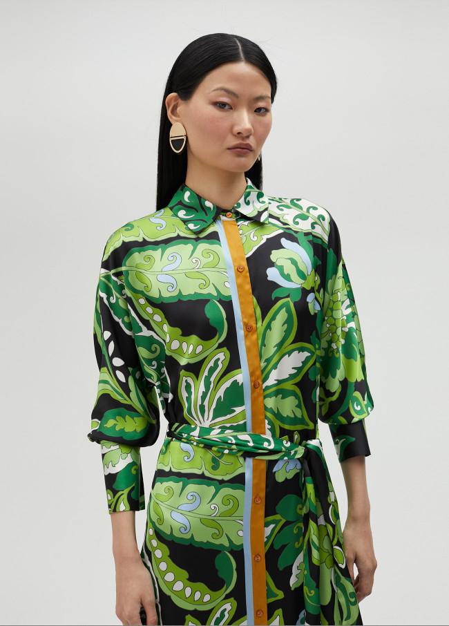 Lola Casademunt Vestido Camisero Estampado Paisley