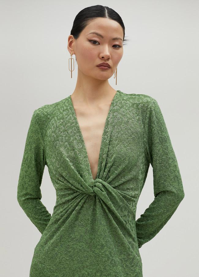 Lola Casademunt Vestido Largo Con Escote Drapeado