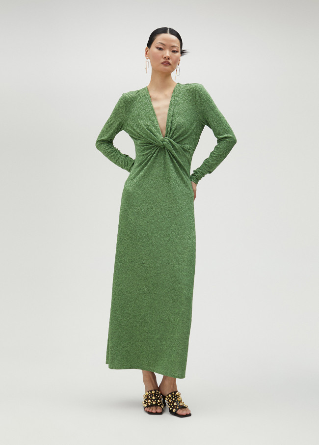 Lola Casademunt Vestido Largo Con Escote Drapeado