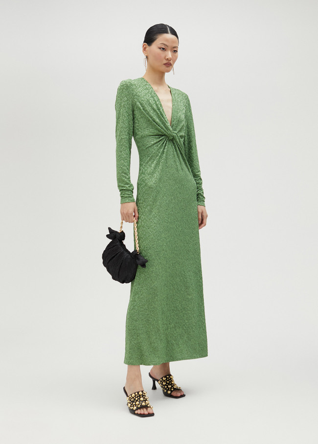 lola casademunt Vestido largo con escote drapeado