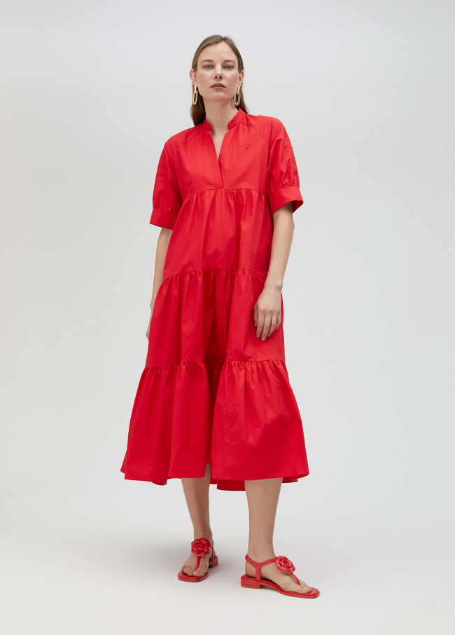 lola casademunt Vestido largo con volantes