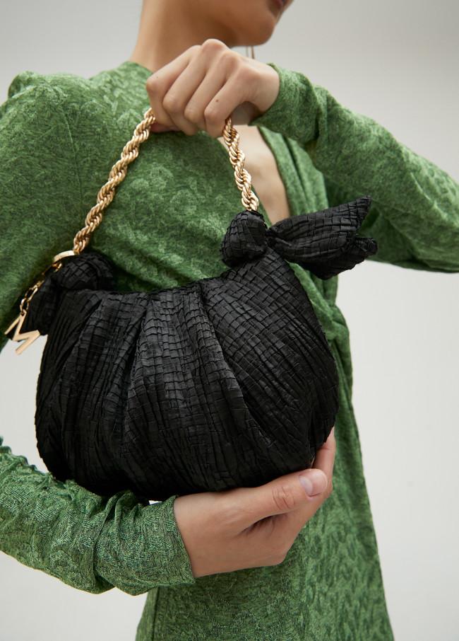 Lola Casademunt Mini Bolso Satinado Con Lazos Laterales