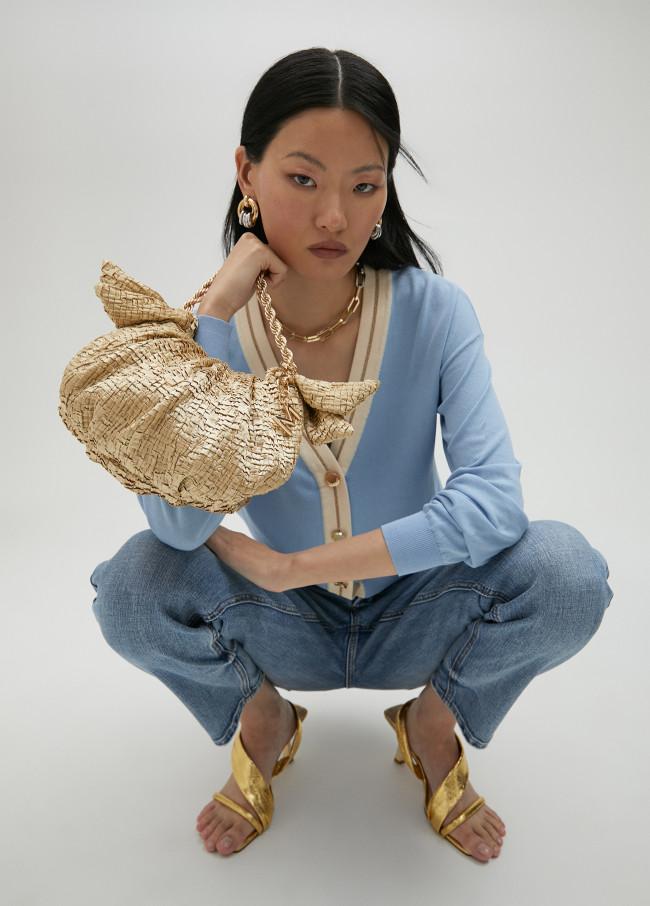 Lola Casademunt Mini Bolso Satinado Con Lazos Laterales