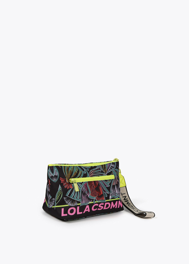 Lola Casademunt Neceser Nylon Estampado Floral Detalles Flúor