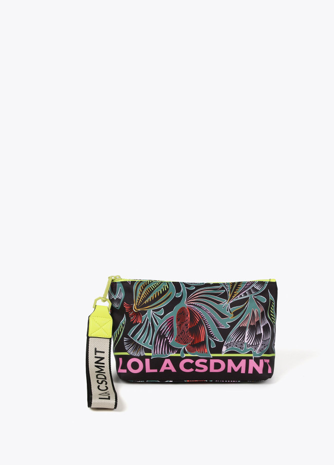 lola casademunt Neceser nylon estampado floral detalles flúor